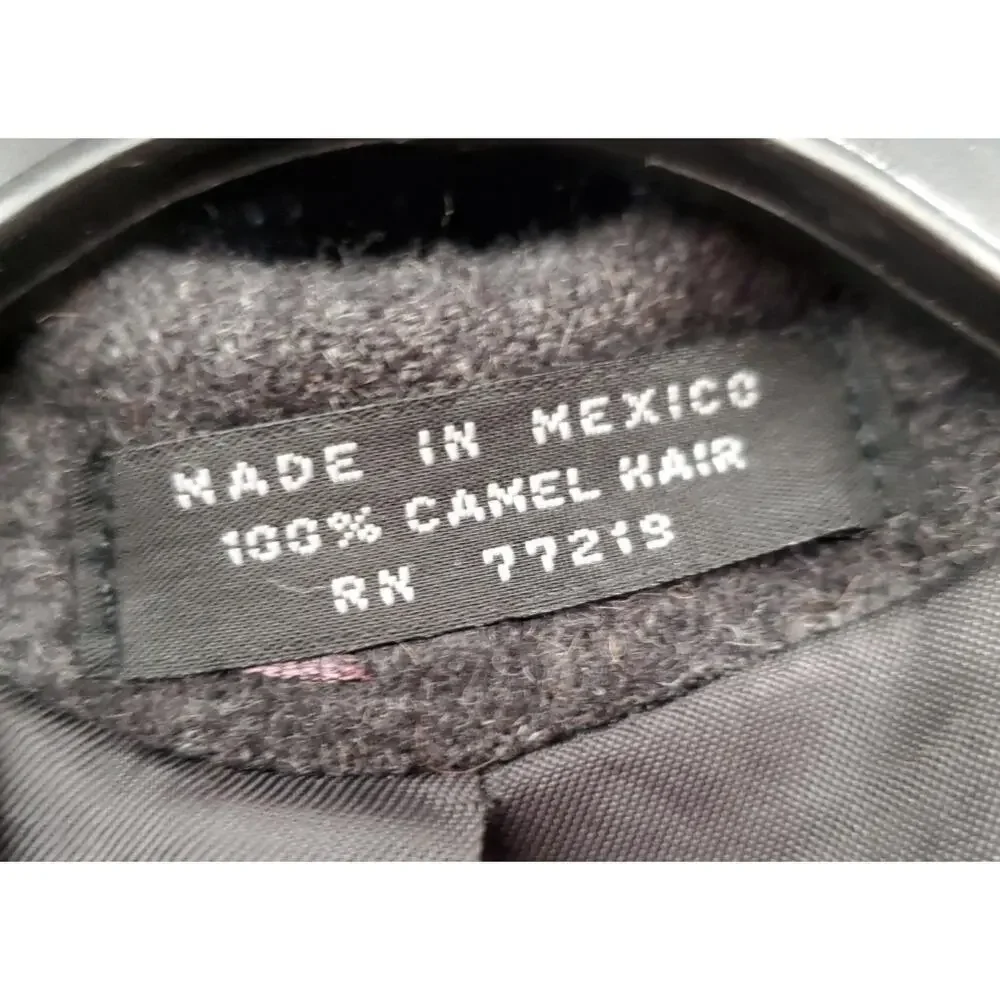 100% Camel's Hair Winter Luxury Men Jacket Blazer Dark Gray Size Large Over Coat